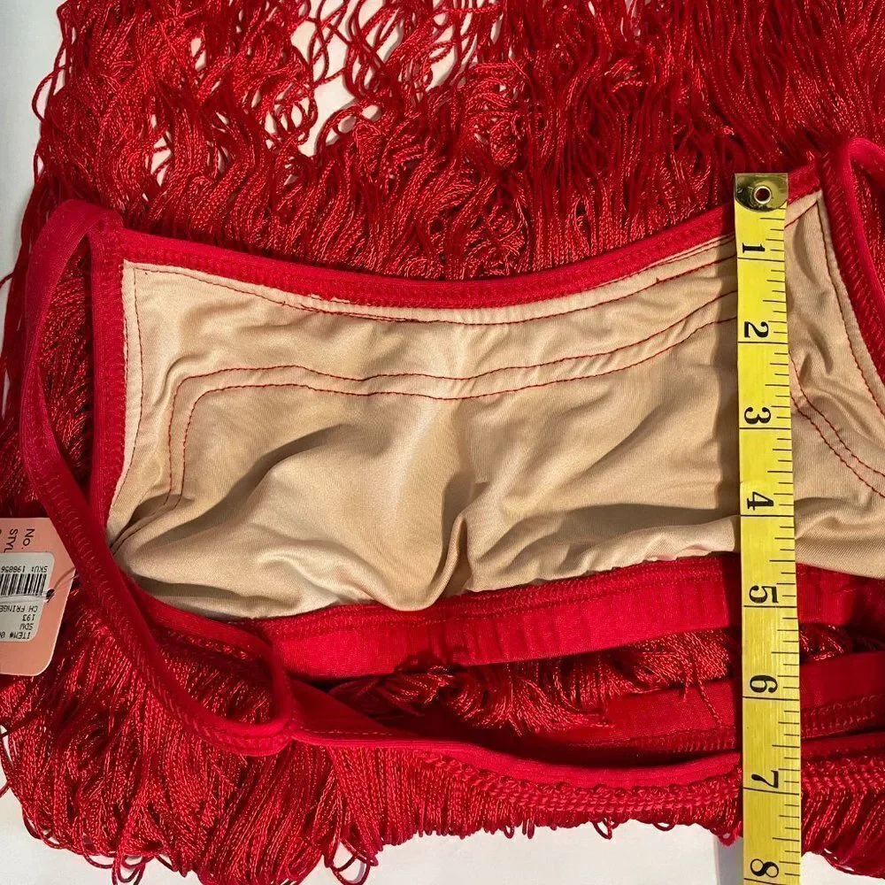 Nwt Motionwear Red Fringe Crop Camisole Girls 12-14
